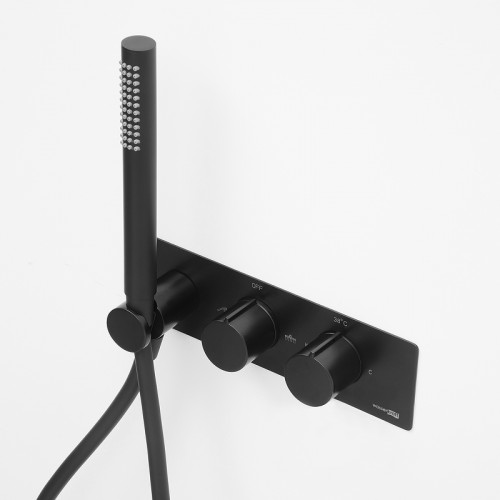 Смеситель для душа WasserKRAFT Elbe 7488 Thermo с термостатом Черный латунь встраиваемый