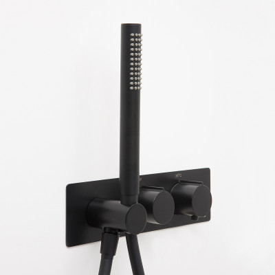 Смеситель для душа WasserKRAFT Elbe 7488 Thermo с термостатом Черный латунь встраиваемый