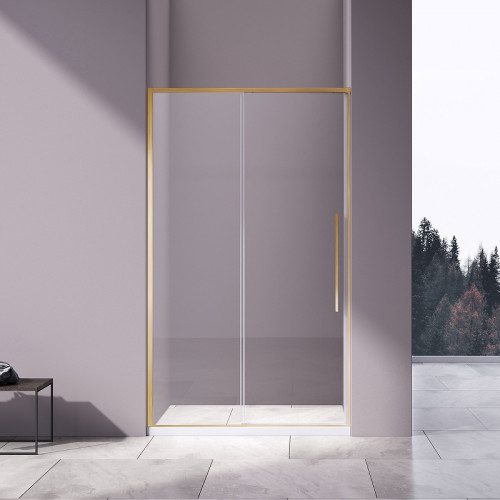 Душевая дверь Vincea Slim-N 140 VDS-4SN140CLG профиль Брашированное золото стекло прозрачное
