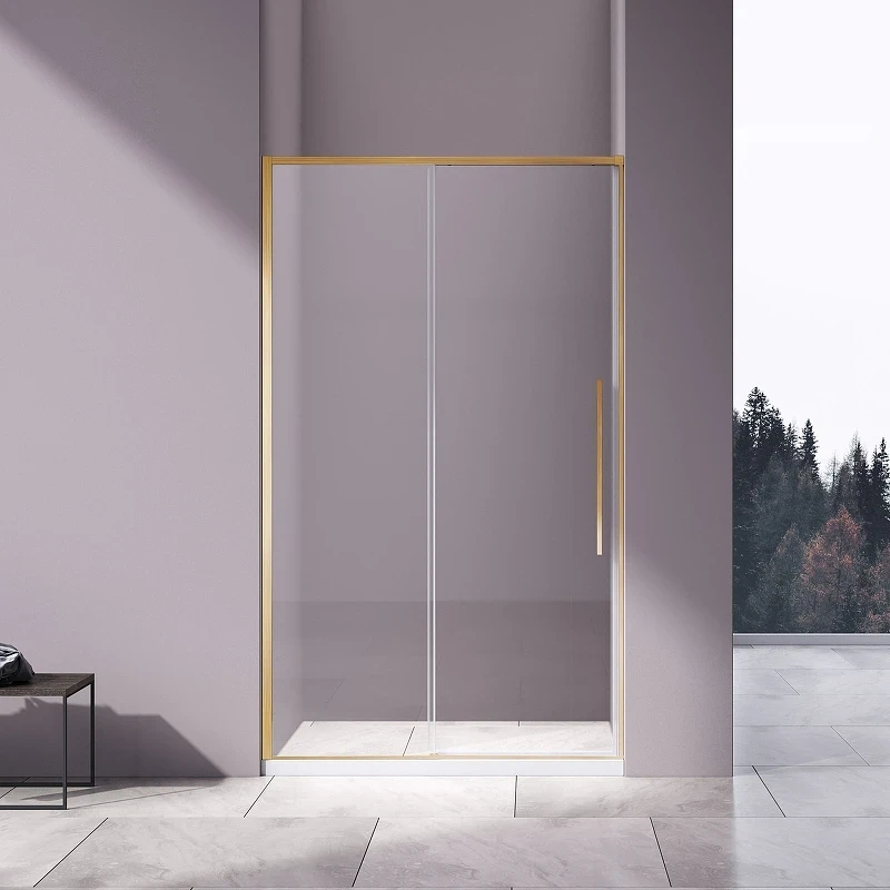 Душевая дверь Vincea Slim-N 140 VDS-4SN140CLG профиль Брашированное золото стекло прозрачное
