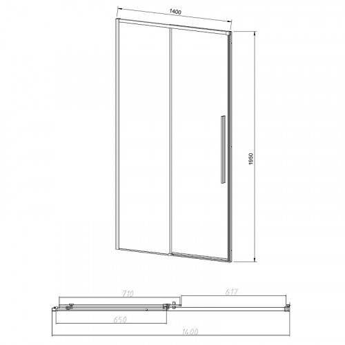 Душевая дверь Vincea Slim-N 140 VDS-4SN140CLG профиль Брашированное золото стекло прозрачное