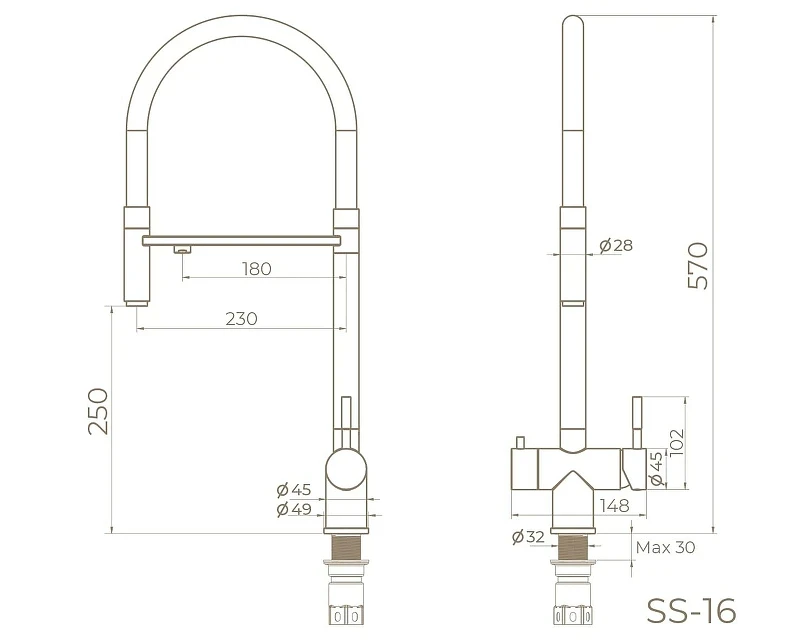 Смеситель для кухни Knotlor Infinity SS-16/RB цвет Бронза