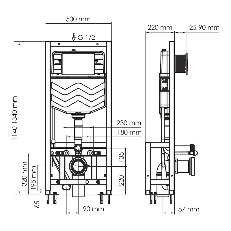 Инсталляция WasserKRAFT Dill 61TLT.010.ME.RG02 для унитаза с клавишей смыва цвет Розовое золото