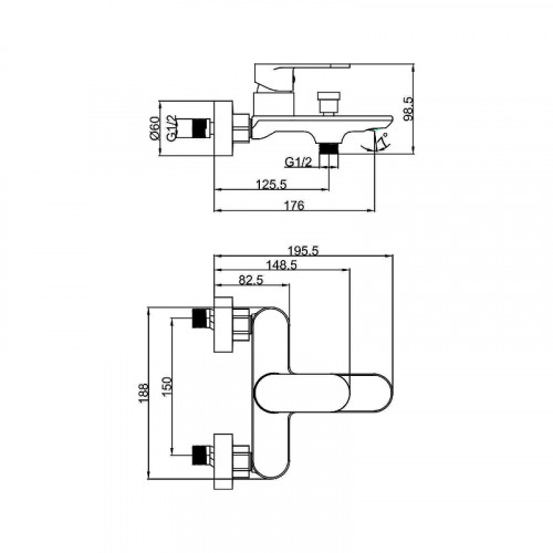 Смеситель для ванны Fashun A3285-7 цвет Черный
