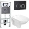 Комплект унитаза с инсталляцией WeltWasser AMBERG 506 ST + BAARBACH 004 GL-WT + AMBERG RD-BL 10000006855 цвет Белый глянцевый с сиденьем Микролифт и клавишей смыва цвет Черный