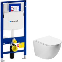 Комплект унитаза SantiLine SL-5005 с инсталляцией Geberit Duofix Sigma UP320 111.300.00.5 с сиденьем Микролифт фаянс подвесной