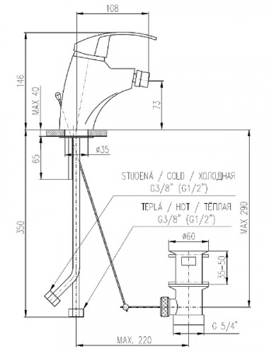 Смеситель для биде Rav Slezak Mississippi MS045.5K Хром латунь
