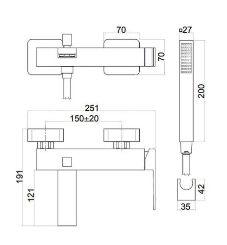 Смеситель для ванны Fiore Kube 100NN8552