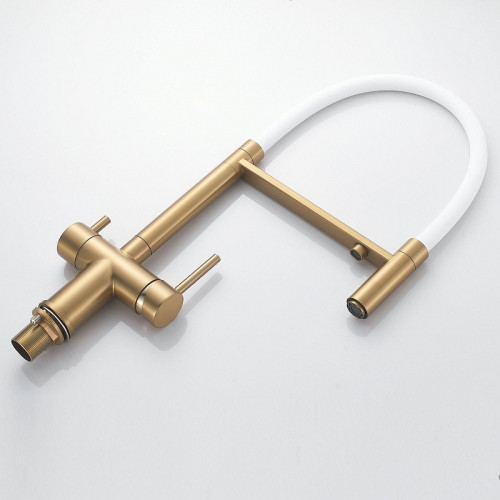 Смеситель для кухни Shevanik S178G цвет Золотой сатин Белый