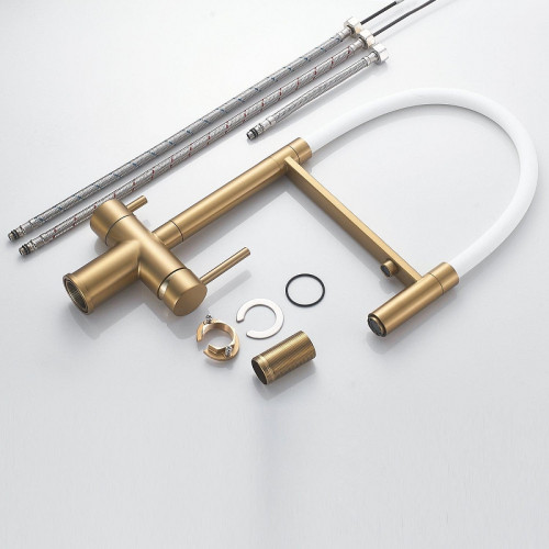 Смеситель для кухни Shevanik S178G цвет Золотой сатин Белый