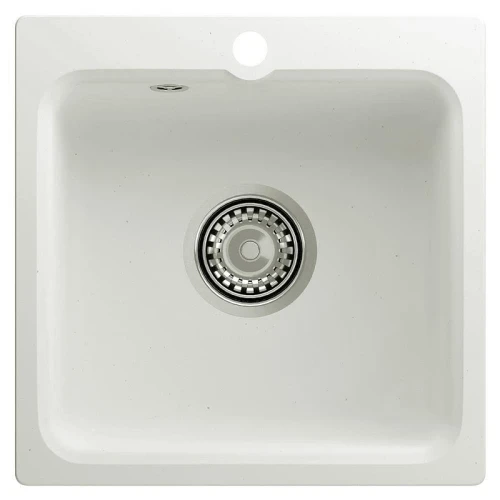 Кухонная мойка Reflexion Base 43 RX0743WH цвет Белый со смесителем Frap H42 F4042 Черный матовый Хром
