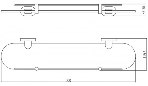 Стеклянная полка Rav Slezak Yukon YUA0900/50CMATZ Черный матовый Золото