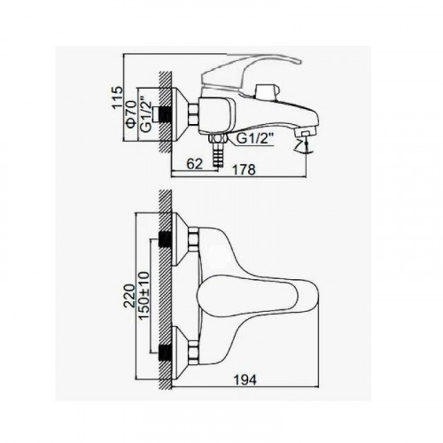 Смеситель для ванны D-Lin D130401-8 цвет  Хром