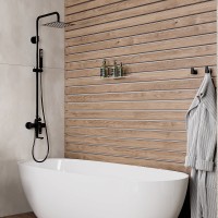 Душевая система WasserKRAFT Glan A16701 Черная глянцевая латунь на стену