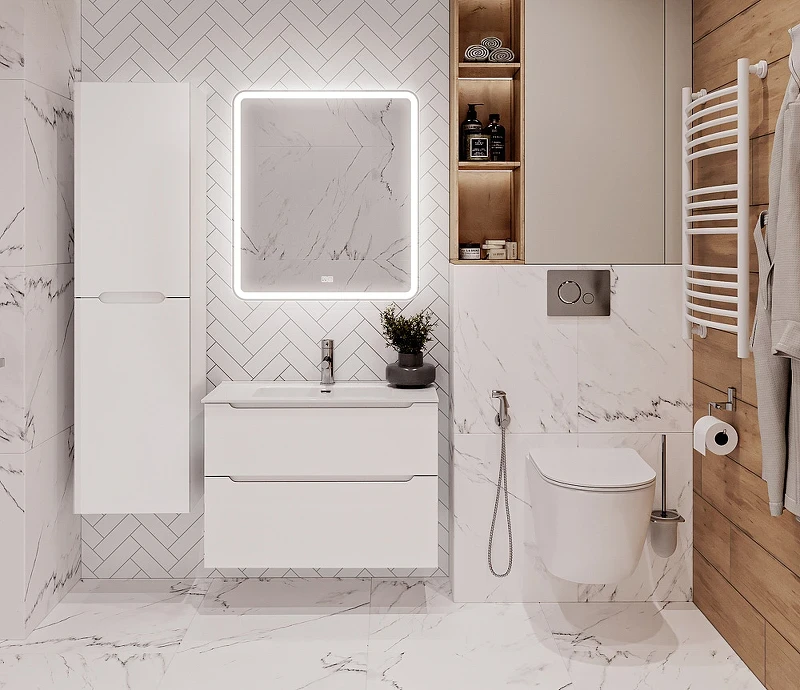 Тумба под раковину BelBagno Etna-H60 90 ETNA-H60-900-2C-SO-BL-P подвесная Bianco Lucido МДФ / ЛДСП