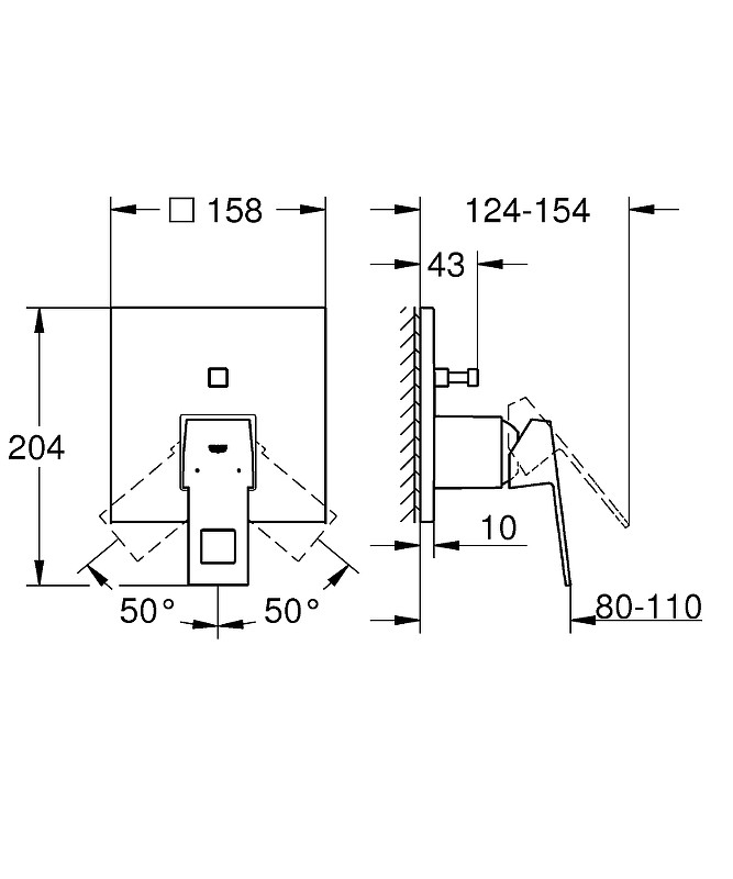 Смеситель для душа Grohe Eurocube 24062000 Хром латунь встраиваемый