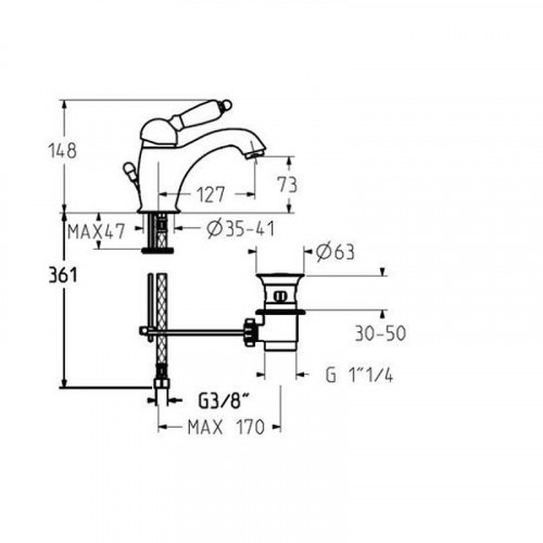 Смеситель для раковины Gattoni Orta 2746/27V0 OLD Бронза латунь