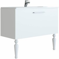 Тумба с раковиной SanVit Эмми 100 kemmy100 Белая матовая МДФ / ЛДСП, массив дерева