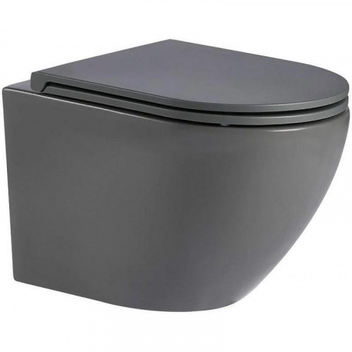 Комплект унитаза с инсталляцией WeltWasser AMBERG 350 + MERZBACH 043 MT-GR + AMBERG RD-BL 10000012384 цвет Серый матовый с сиденьем Микролифт и клавишей смыва цвет Черный