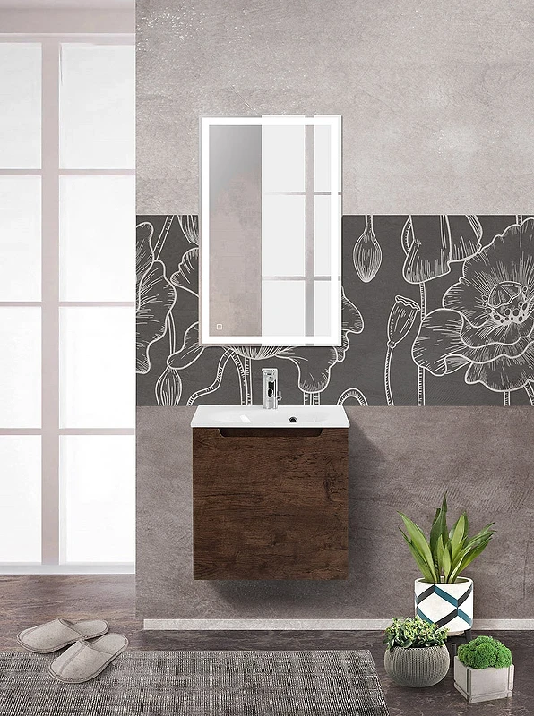 Тумба под раковину BelBagno Etna 50 L ETNA-500-1A-SO-RW-P-L подвесная Rovere Moro МДФ / ЛДСП