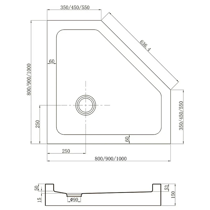 Акриловый поддон для душа Veconi Tezeo TZ-53 80x80 TZ53-80-C5 Белый
