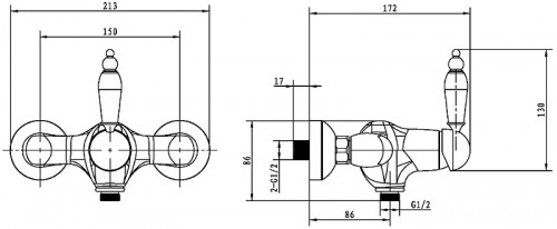 Смеситель для душа Boheme Murano 284-MR-W Золото латунь на стену