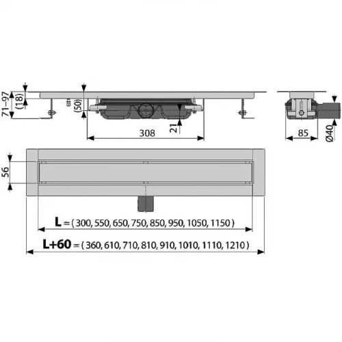 Душевой лоток Alcaplast Marble Low APZ115-300 с решеткой под плитку