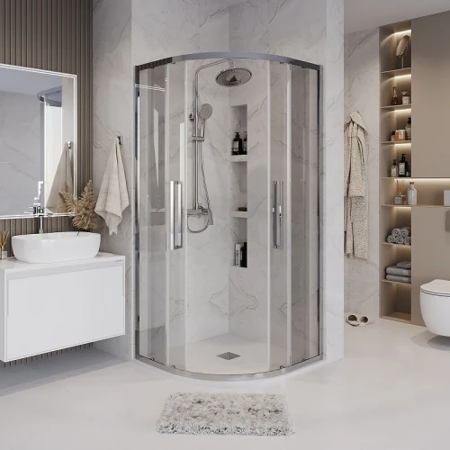 Душевой уголок Grossman Cosmo 80х80 301.K33.02.8080.10.00 профиль Хром стекло прозрачное