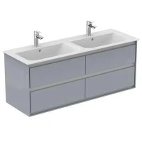 Тумба под раковину Ideal Standard Connect Air 130 E0824EQ подвесная цвет Glossy Light Grey + Matt White (Светло-серый глянцевый + Белый матовый)