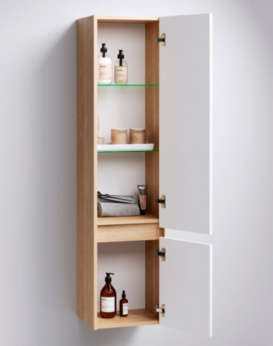 Шкаф пенал Aqwella Сити 35 SIT0535DB Дуб балтийский Белый МДФ / ЛДСП