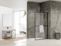 Душевая перегородка Abber AG60100B 100x200 профиль Черный стекло прозрачное
