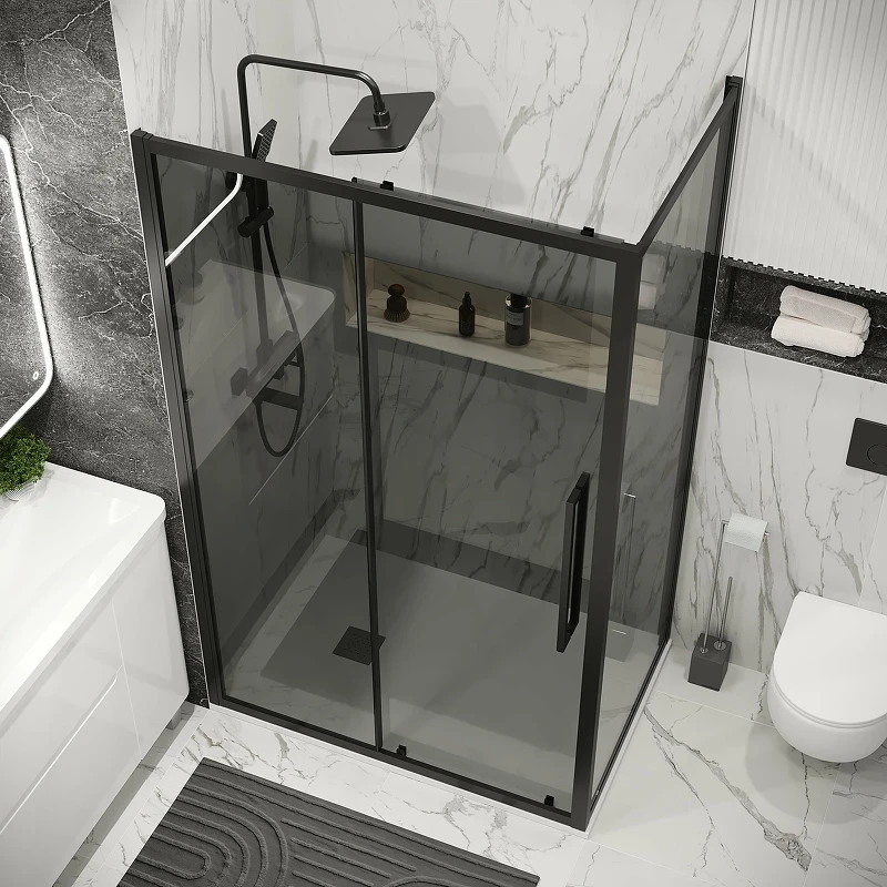 Душевая стенка Grossman Cosmo 70 200.K33.02.70.21.10 профиль Черный матовый стекло тонированное