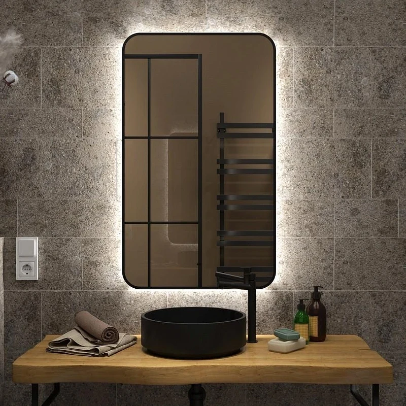 Зеркало Maretti Florenza 60 FL1460100P14EL с подсветкой цвет Черный с бесконтактным выключателем