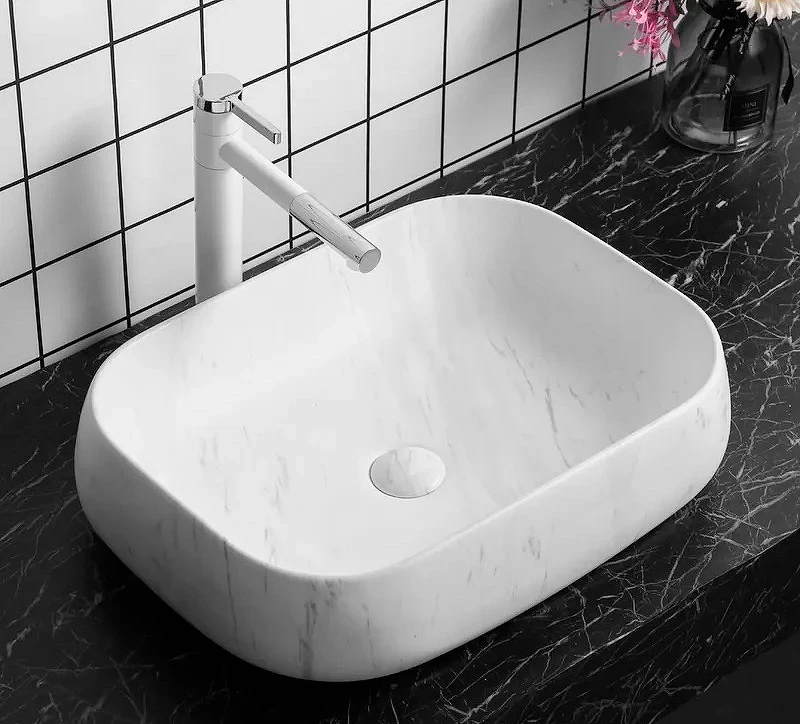 Раковина-чаша Ceruttispa 57 CR0086 MMW1 СТ9546 Белый матовый мрамор фарфор накладная