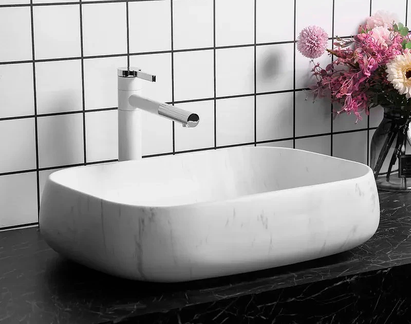 Раковина-чаша Ceruttispa 57 CR0086 MMW1 СТ9546 Белый матовый мрамор фарфор накладная