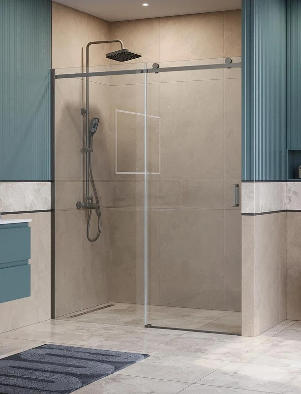 Душевая дверь BelBagno Soft Close-2 160 SOFT_CLOSE-2-BF-1-160-C-GM профиль Оружейная сталь стекло прозрачное