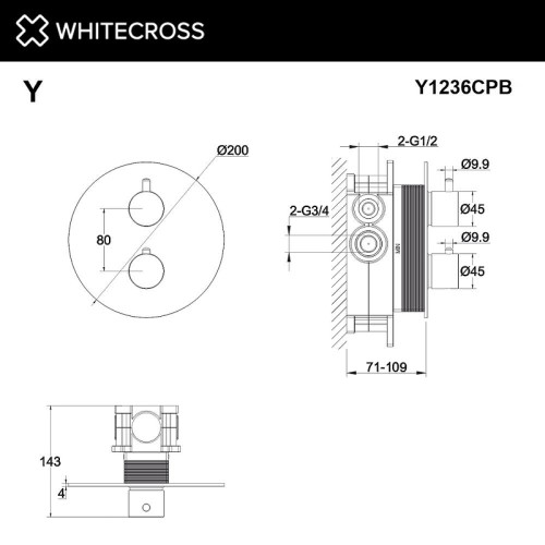 Смеситель для душа Whitecross Y copper brushed Y1236CPB цвет Медь брашированная