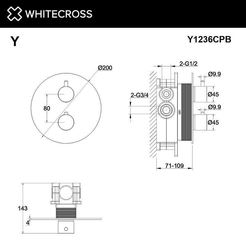 Смеситель для душа Whitecross Y copper brushed Y1236CPB цвет Медь брашированная