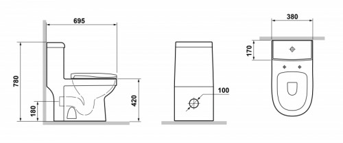Унитаз моноблок Laguraty 2100AW с бачком и сиденьем Микролифт фаянс напольный