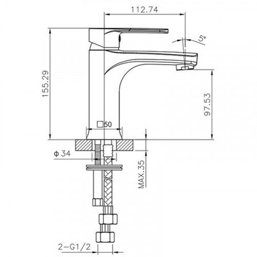 Смеситель для раковины Caprigo Atlantic 51-020-crm Хром латунь