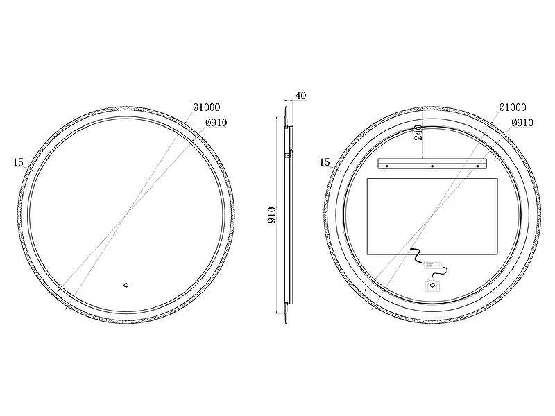 Зеркало Uni-Flow Mirror 100 M641 с подсветкой с сенсорным выключателем и подогревом
