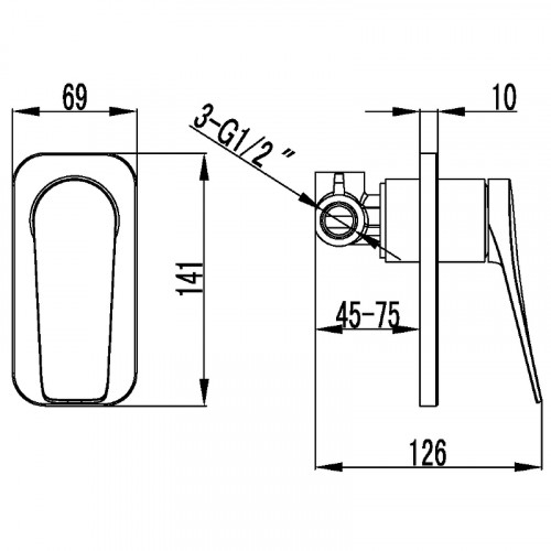 Смеситель для душа Lemark Bronx LM3723GM Графит латунь встраиваемый