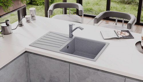 Кухонная мойка Ulgran Classic U-703-302 Песочная искусственный камень (литьевой мрамор) встраиваемый