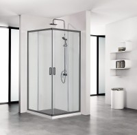 Душевой уголок Aquatek 100х100 AQ ARI KV 10020BL профиль Черный стекло прозрачное