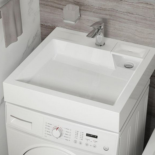 Раковина Reflection Sigma 60 RX6060SI на стиральную машину Белая искусственный камень (литьевой мрамор) подвесная, на стиральную машину
