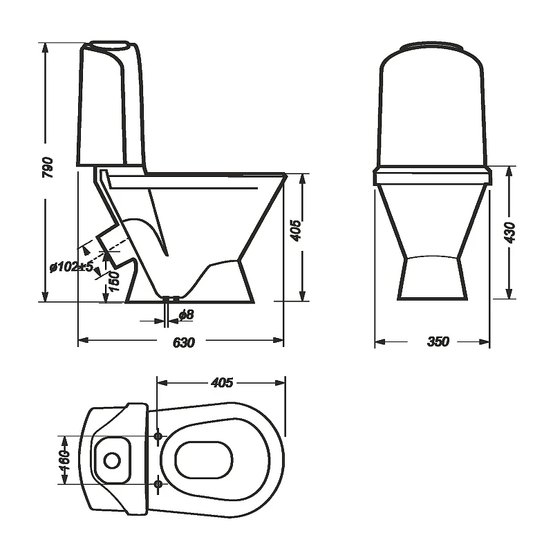 Унитаз-компакт Sanita Luxe Classic DM WC.CC/Classic/2-DM/WHT.G/S1 с бачком и сиденьем Микролифт