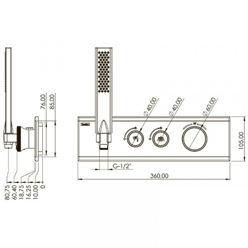 Смеситель для душа Teska Shine SH2008 с термостатом Черный матовый