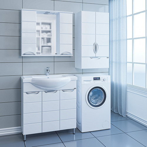 Зеркало со шкафом СанТа Родос 80 Белое МДФ / ЛДСП, стекло