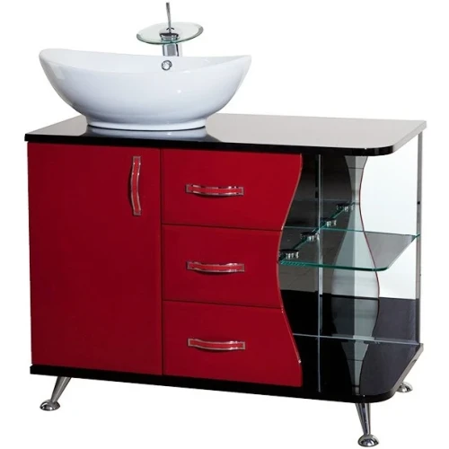 Тумба под раковину Bellezza Рио 90 L 4633615142214 Черная Красная МДФ / ЛДСП