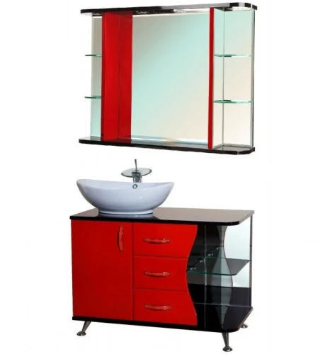 Тумба под раковину Bellezza Рио 90 L 4633615142214 Черная Красная МДФ / ЛДСП
